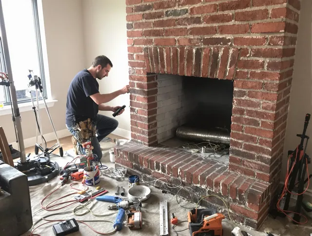 Alhambra Chimney Sweep specialist finalizing chimney liner service in Alhambra, CA