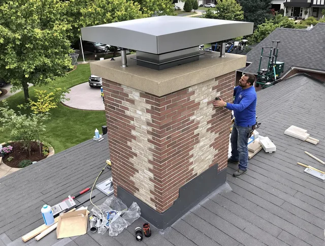 Alhambra Chimney Sweep team working on a custom chimney remodel in Alhambra, CA
