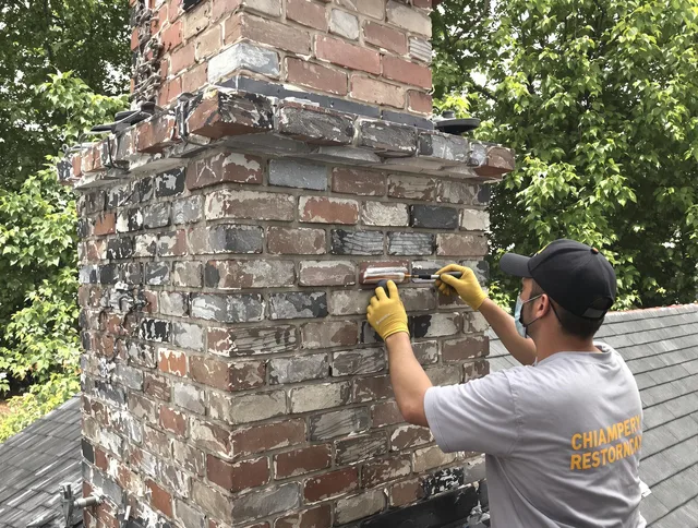 In-progress chimney restoration by Alhambra Chimney Sweep in Alhambra, CA